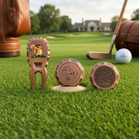 Outil de réparation de divots de golf personnalisé en alliage de zinc, ensemble marqueur de balle avec bord martelé, cuivre antique, émail souple, logo de club gravé, vente en gros