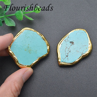 Vente en gros de perles de forme irrégulière en plaqué or, forme libre, bleu Howlite, pierre de turquoise synthétique, pour la fabrication de colliers