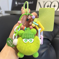 Porte-clés en peluche ours 3D en vraie fourrure de lapin Rex, fait main, personnalisable, mignon, accessoire pour sac, sac à dos, téléphone portable