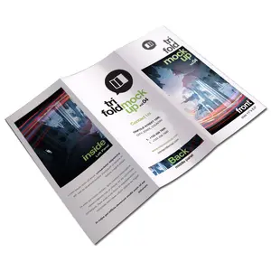 Tri Fold Flyers Printing Service Custom Size Gloss Single Sided Laminated Full Color Flyer Leaflet Manual Printing
