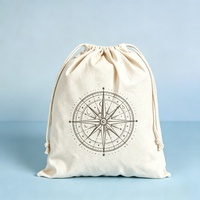 Pochette à cordon en toile naturelle imprimée sur mesure avec motif de dessin animé, sac de rangement écologique réutilisable, organisateur de voyage portable pour bijoux