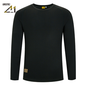 Aonesport Men's Long Sleeve Knitted T-<b>Shirt</b> O-Neck Quick Dry Breathable Sporty Fit Regular Size Solid Color <b>100</b>% <b>Polyester</b> - Product Image 1