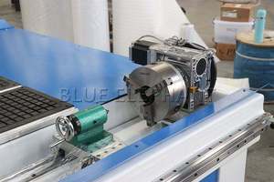 Mavi fil 1325 <span class=keywords><strong>CNC</strong></span> Router 4 eksen <span class=keywords><strong>CNC</strong></span> ahşap 3D ahşap taş oyma silindir oyma makinesi için döner cihaz ile - Product Image 4