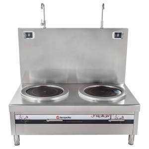 Fornello Elettrico Professionale a Doppio Bruciatore in Acciaio Inox, 380V, Potenza Regolabile, per Cucina e Zuppe, 4 Display Digitali - Product Image 1