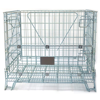 Conteneur de stockage industriel empilable en fil métallique pliable détachable avec base de palette