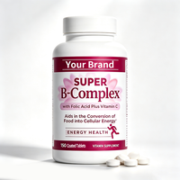 Tablet Vitamin B Kompleks Berlapis B1 B2 B6 B12 Niacin Riboflavin Asam Folat Antioksidan Imunitas Energi Suplemen Diet