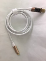 Cable de Datos de Carga Rápida Tipo-C 2.4 de Alta Calidad con Trenzado de Nailon Blanco LED, Conductor de Cobre Puro para iPhone, Computadora e Impresora