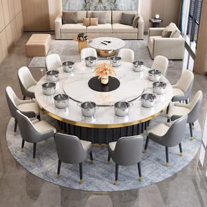 Mesa de Comedor Redonda Grande, Moderna y Lujosa, con Plato Giratorio Eléctrico, para Familias Numerosas u Hoteles, con 8, 10 o 12 Asientos - Product Image 4