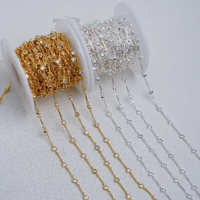 Chaîne à maillons et barres en or 14K plaqué or/argent S925 avec zircon serti de 3 mm pour la fabrication de bijoux permanents, colliers, bracelets et accessoires