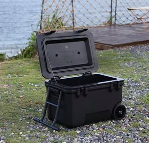 50L Large Capacity Modern PP Reusable Portable Insulated Camping Fishing <b>Cooler</b> <b>Box</b> with Wheeled Design for Outdoor Use - Product Image 6