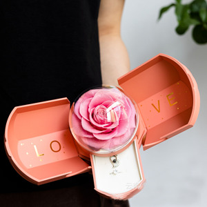 Elegante Scatola Portagioie in Acrilico con Rosa Eterna Fatta a Mano, Contiene Anelli e Collane, Regalo per San Valentino e Laurea - Product Image 2