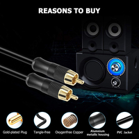 Câble audio RCA mâle-mâle de haute qualité 1m-3m, conducteurs plaqués or, gaine en PVC pour TV, lecteur CD, amplificateur de puissance, voiture