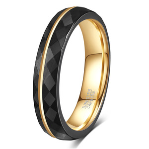 Tungsten Steel <b>Ring</b> 4.6mm Black Diamond Geometric Design Men's Fashion Jewelry Gift - Product Image 5