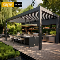 Pergola Bioclimatique Autoportante Imperméable 15'x20' avec Lames Motorisées Automatiques, Verre sur 3 Côtés et Moustiquaire