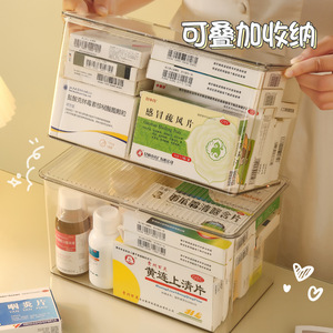 Transparent Medicine <b>Box</b> Family Size <b>Plastic</b> Storage Cabinet With Lid For Household Pill Organization Stackable Design - Product Image 1