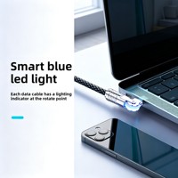 Kabel PD Dua Kepala Dapat Diputar 180 Derajat Tipe-C ke Tipe-C Berbahan Nilon Kepang Pengisian Cepat Dengan Layar LED Penunjuk Daya