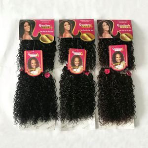 Venta al por mayor de cabello sintético de alta calidad, liso rizado, de una sola trama, onda de agua, corto, 4 paquetes, color natural, 200% de densidad - Product Image 1