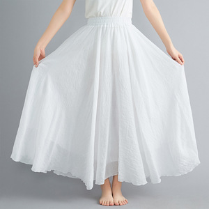 <span class=keywords><strong>Jupe</strong></span> longue ethnique unie décontractée d'été en polyester anti-plis taille élastique grande taille style Mori Girl 40 couleurs 131 - Product Image 3