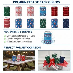 Fundas de Neopreno Aislantes para Latas de Navidad, Diseño de Dibujos Animados, Plegables y Portátiles, Venta Directa de Fábrica para Pedidos al por Mayor y Promociones - Product Image 3