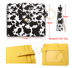 Nouvel Arrivage : Porte-cartes de crédit en cuir PU à motif animalier et géométrie diamantée, avec dragonne, bracelet à perles en silicone et porte-clés - Product Image 6