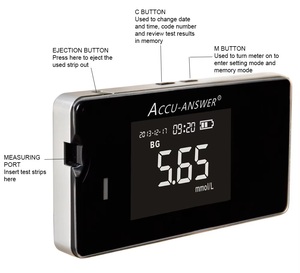 Analyseur de glycémie électronique portable 4 en 1 avec écran LCD pour la maison et l'hôpital, test du cholestérol, de l'acide urique et de l'hémoglobine - Product Image 2