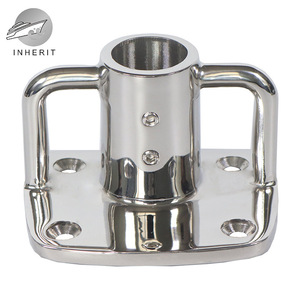 Base para Asta de Bandera Inherit, Cuadrada de 1 Pulgada, Acero Inoxidable Pulido Espejo, Montaje Plano para Uso Marino - Product Image 1