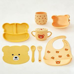 Juego de Vajilla de Silicona Personalizado para Bebés, Libre de BPA, Plato Dividido con Succión, Babero, Cuchara y Tenedor - Product Image 2