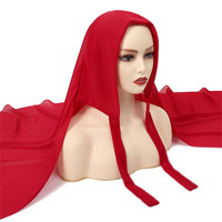 Hijab en mousseline fine de qualité supérieure, disponible en plusieurs couleurs, hijab doux pour femmes avec bretelles