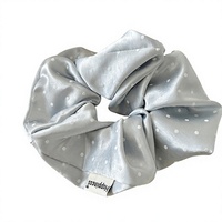 Label Kustom Polka Dot Scrunchies Besar Elastisitas Tinggi Ikat Rambut Wanita Korea Satin Aksesoris Rambut Mewah