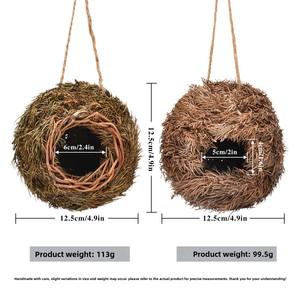 Nouvelle Cage à Oiseaux Ronde Créative Faite à la Main avec Toit en Herbe Tressée pour Animaux Exotiques – Décoration de Jardin Écologique – Produit Phare de la Chaîne d'Approvisionnement - Product Image 2