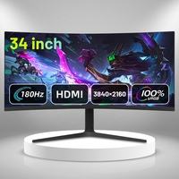 Monitor para Juegos de PC de 34 Pulgadas, 180Hz, 1ms, 4K UHD, Panel IPS, SRGB 100%, Sin Parpadeo, Sin Marco, HDMI, DP, para Simulación de Carreras