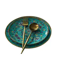 중국 스타일의 세라믹 그릇과 접시 세트 조합 가정용 식기 에나멜 도자기 공예