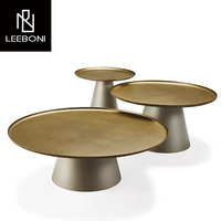 Table basse minimaliste nordique de luxe en métal en acier Table d'appoint ronde dorée Ensemble de tables basses chromées