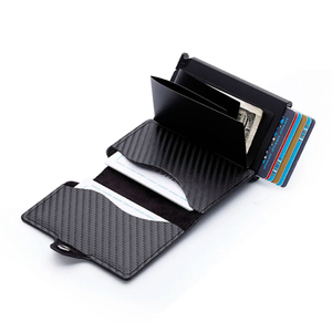 Casekey <b>RFID</b> Protection Carbon Fibre Popup <b>Wallet</b> Slim Anti Theft Automatic for Card Holder Button Closure - Product Image 3