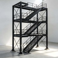 Escalier extérieur en acier, conception de garde-corps d'escalier extérieur, escalier préfabriqué en acier Q235B pour extérieur