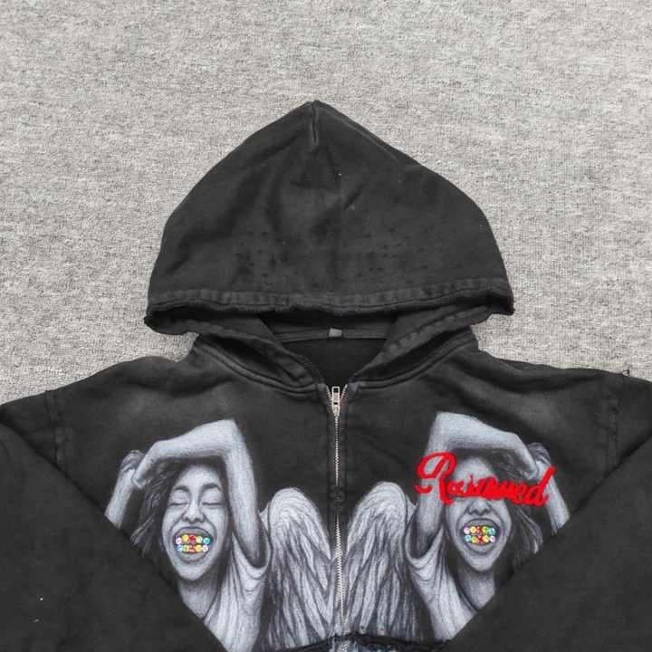 VINTAGE-SAVAGE LOOSE SPORTS ZIP HOODIE/FADE DYE FADING DESERT