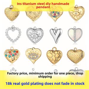 Collier de pendentifs rétro français en acier inoxydable pour bricolage en acier au titane <span class=keywords><strong>Love</strong></span> Shell Heart Devil's Eye Design Accessoire de mode avec - Product Image 2