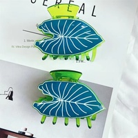 Pince à cheveux élégante en acétate de 9 cm, motif feuille hawaïenne, style requin, accessoire pour femme, pour l'arrière de la tête