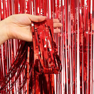 Cortina de flecos de aluminio de 1x2m de alta calidad, decoración de fiesta de cumpleaños, seda de lluvia, Multicolor borla, Cortins Metalicas, suministros para fiestas - Product Image 3