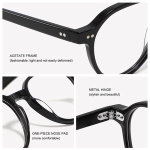 Monturas de Gafas Redondas de Acetato Conchen, Montura Completa, Unisex, Moda, Tendencia HD5001 - Product Image 2