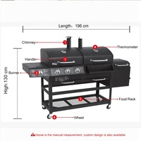 Combinaison de charbon de bois au gaz Hybrid Gas Bbq Barbecue Grills avec brûleur infrarouge pour la cuisine extérieure
