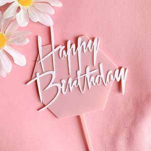 Adorno de Pastel Acrílico de Doble Capa con Diseño de Feliz Cumpleaños, Color Caramelo, Decoraciones de Cumpleaños - Product Image 4