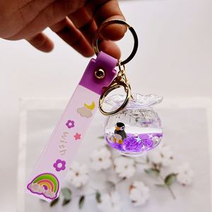 Lovely Marine Keychain <b>Floating</b> Liquid Fish Tank Bag Pendant Acrylic Boutique Car Jewelry Wholesale Gifts for Men and Women - Product Image 5