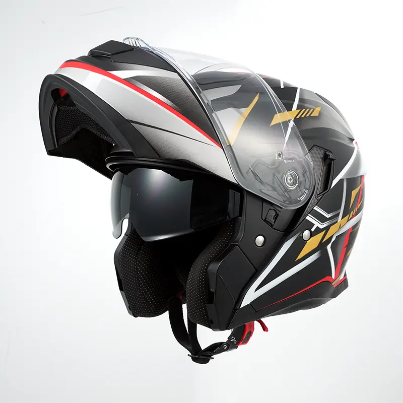 Yeni Bluetooth kurmak motosiklet kask yukarı çevirmek çift Lens motosiklet kask