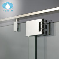 Cabine de douche sans cadre à 3 côtés en verre nano 8 mm avec porte pivotante et bande d'étanchéité