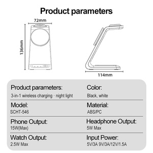 Trending 3 in 1 <b>Strong</b> <b>Magnetic</b> Wireless Charger Holder Station with Ambient Light for Multi Device Power Charging - Product Image 4