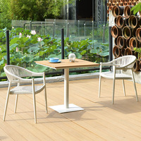 Chaise de table en rotin moderne empilable jardin bois extérieur aluminium bois loisirs tissé corde salle à manger extérieur restaurant ensembles de chaises