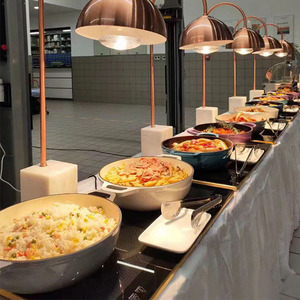 Op maat gemaakte commerciële buffetrestauranttafel met ingebouwde elektrische voedselwarmhoudplaat met regelbare temperatuur. - Product Image 1