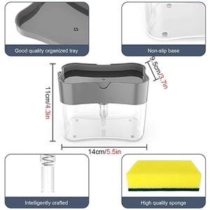 ที่กดสบู่เหลวแบบแมนนวล 2 in 1 พร้อมที่วางฟองน้ำสำหรับห้องน้ำและห้องครัว - Product Image 2