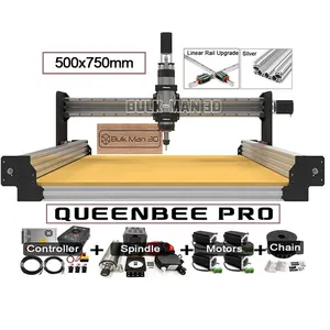 Zilveren 5075 Queenbee Pro Cnc Hout Router Volledige Kit Met Lineaire Rails Upgrade Workbee 2.2 Versie